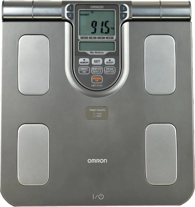 Balança de bioimpedância de corpo inteiro OMRON HBF-514C vista de cima